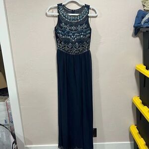 Crystal Dolls Beaded Navy Formal Dress